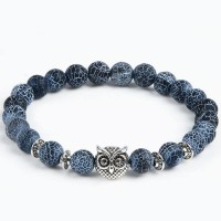 Owl Head Natural Stone Beaded Bracelet [4 Variations]
