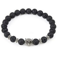 Owl Head Natural Stone Beaded Bracelet [4 Variations]