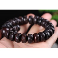 Hand-carved Peach Wood Malas Tibetan Buddhist Prayer Bracelet