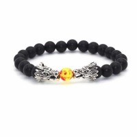 Double Dragon Head Onyx Bead Bracelets [11 Variations]