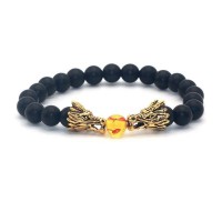 Double Dragon Head Onyx Bead Bracelets [11 Variations]