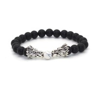 Double Dragon Head Onyx Bead Bracelets [11 Variations]