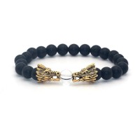 Double Dragon Head Onyx Bead Bracelets [11 Variations]