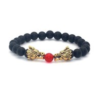 Double Dragon Head Onyx Bead Bracelets [11 Variations]