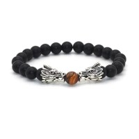 Double Dragon Head Onyx Bead Bracelets [11 Variations]