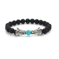 Double Dragon Head Onyx Bead Bracelets [11 Variations]