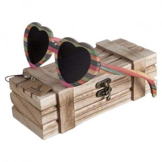 Heart Chromatic Bamboo Wood Sunglasses [3 Variants]