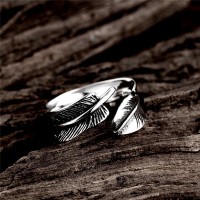 Silver Feather Pinky Ring