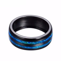 Blue Monochromatic Black Opal Ring