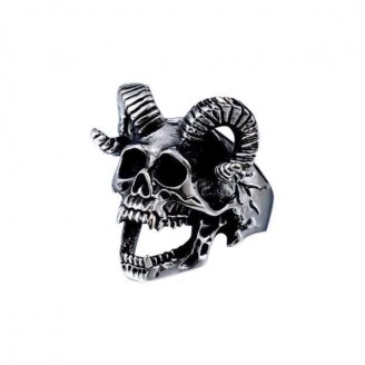 Stainless Steel Skull Goat Head Punk Ring