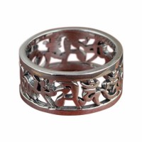 Pure Silver Six Sayings Hollow Buddhist Mantra Ring