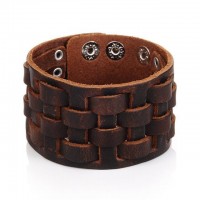 Retro Vintage Wide Brown Leather Cuff Bracelet [12 Variants]