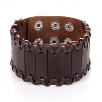 Retro Vintage Wide Brown Leather Cuff Bracelet [12 Variants]