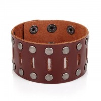 Retro Vintage Wide Brown Leather Cuff Bracelet [12 Variants]