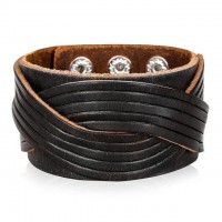 Retro Vintage Wide Brown Leather Cuff Bracelet [12 Variants]