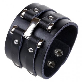 Punk Wide Cuff Leather Bracelet [2 Variants]