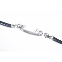 Multilayered Black Leather Medical Alert Wrap Bracelet