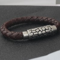 Vintage Brown Braided Rope Leather Bracelet