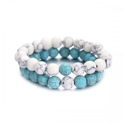 Summer Style Natural Stone Beads Couple Distance Bracelets [Set of 2]