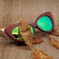 Cat Eye Red Bamboo Wood Sunglasses [3 Variants]