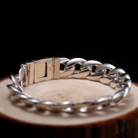 Yintai Cuban Medium Silver Luxury Bracelet