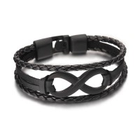 Infinity Leather Chain Bangle Bracelet [6 Variations]