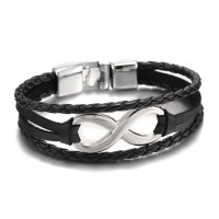 Infinity Leather Chain Bangle Bracelet [6 Variations]