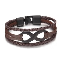 Infinity Leather Chain Bangle Bracelet [6 Variations]