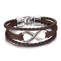 Infinity Leather Chain Bangle Bracelet [6 Variations]