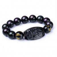 Hand-carved Natural Dark Obsidian Lucky Bracelet [8 Variations]