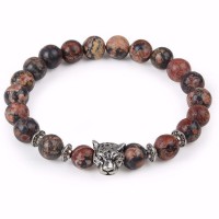 Leopard Head Natural Stone Beaded Bracelet [4 Variations]