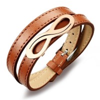 Infinity Leather Wrap Bracelet with Adjustable Buckle [2 Variants]