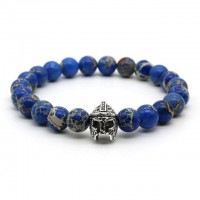 Blue Sea Stone Roman Warrior Helmet Bracelet