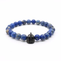 Blue Sea Stone Roman Warrior Helmet Bracelet