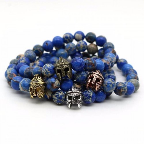 Blue Sea Stone Roman Warrior Helmet Bracelet