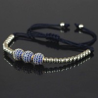 Triple Micro Pavé Blue Crystal Bead Bracelet [4 Variants]