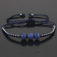 Triple Micro Pavé Blue Crystal Bead Bracelet [4 Variants]