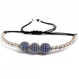 Triple Micro Pavé Blue Crystal Bead Bracelet [4 Variants]