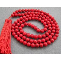 Red Turquoise Mala Beads with Tassels