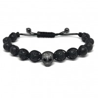 Skull Micro Paved Lava Stone Bracelet