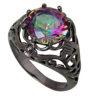 Mystic Topaz Gunmetal Black Ring