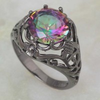 Mystic Topaz Gunmetal Black Ring