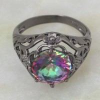 Mystic Topaz Gunmetal Black Ring