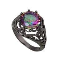 Mystic Topaz Gunmetal Black Ring