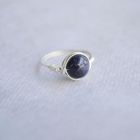 Handmade Blue Goldstone Ring