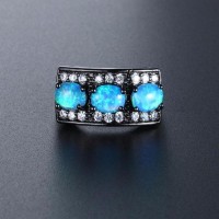 Blue Opal 3-Stones Party Ring