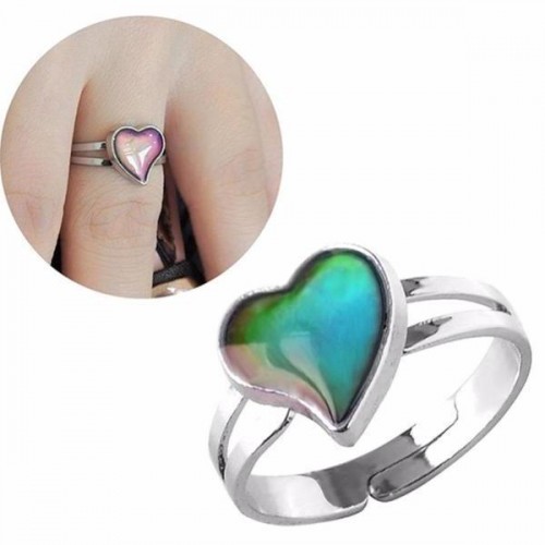 Adjustable Romantic Heart Mood Ring