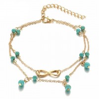 Infinity Charm Turquoise Beads Anklet [2 Variants]