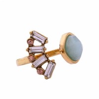 Gold Crystal Quartz Moonstone Ring