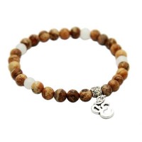 Om Charm Jasper Stone Bead Bracelet